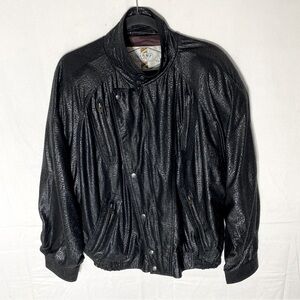 Vintage Giant Lee Black Animal Print Oversized Bomber Stule Jacket XL